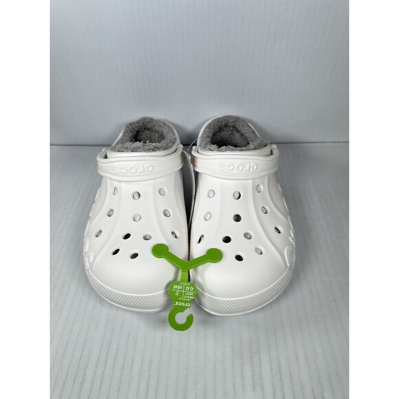 Size M9/W11 Crocs Baya Lined Clog Slip On White/Grey 205969-11H NEW - Picture 2 of 7